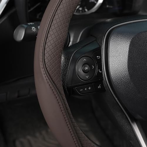 SEG Direct Steering Wheel Cover 14.5-15 inch Standard Size Chocolate Brown - Image 3