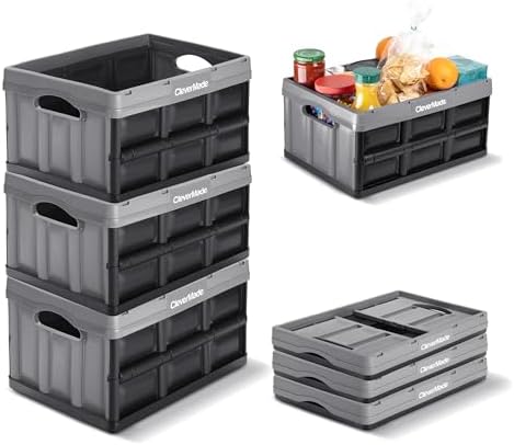 CleverMade Collapsible Storage Bins, 32L 3 Pack, 66 lb Stackable by CleverMade