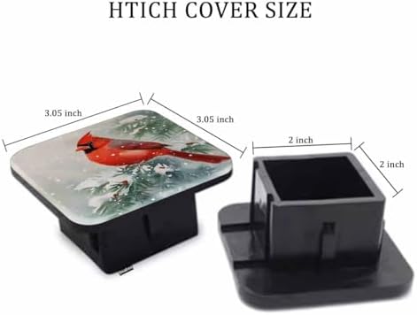 Rubber Hitch Tube Cover Cardinal Bird Winter Cardinal Bird Red Standard 2" - Image 2