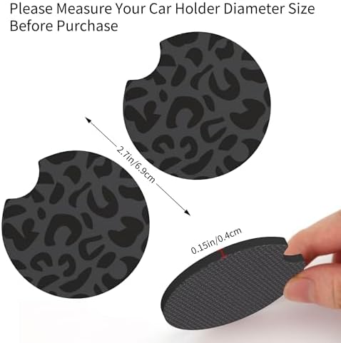 Black Leopard Print Steering Wheel Cover 15In + 2 Cheetah Car Coasters - Image 6