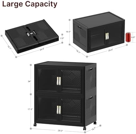 Stackable Storage Bins with Doors & Lids & Wheels - Image 2
