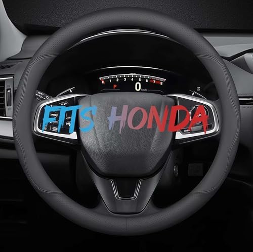 Leather Car Steering Wheel Cover, Breathable Laser-Perforated, Pure Black by TRROCC