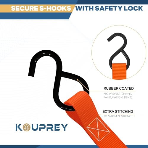 Ratchet Straps, Ratchet Tie Downs，Orange-standard-10ft：8 - Image 3