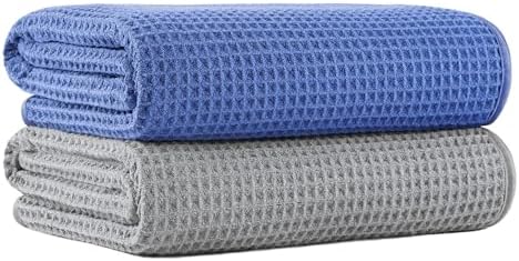 MICROFI New Microfiber Waffle Bath Towels, 2 Pieces, Fast Drying, Lint Free 430 by Unknown