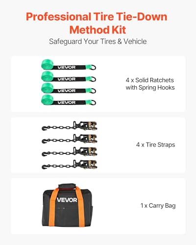 VEVOR Wheel Chock Tie-Down Kit, Tire-Style Tow Dolly Strap, Car Kit - Image 2