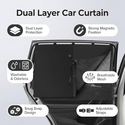 2Pack Car Side Window Curtain Sun Shade, Car Window Shade, Double Layer Sun - Image 3
