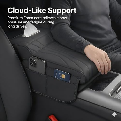 Car Center Console Cover with Tissue Box Holder, Foam Armrest Cover - Image 3