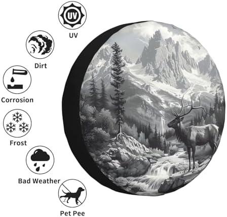 Mountains Lake and Deer Spare Tire Cover Wheel Protectors Weatherproof Deer - Image 5