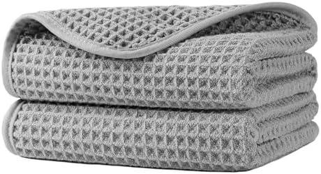 Microfiber Waffle Hand Towels, 2 Pieces, Fast Drying, Lint Free 430 GSM by Unknown