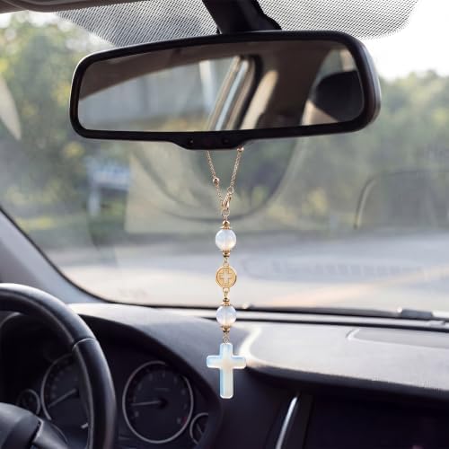 Cross for Car Mirror Hanging, Drive Safe Rear View Mirror Cross Ornament Charm - Image 2