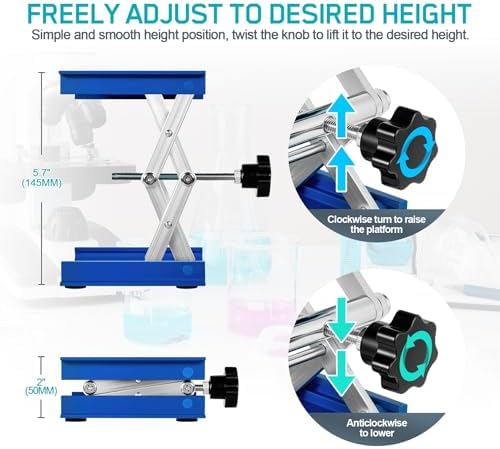 Lab Jack Stand Platform 4" x 4", Mini Laboratory Support Stand Manual Scissor - Image 4