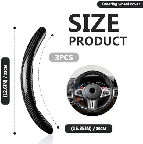 3pcs Universal Carbon Fiber Steering Wheel Cover - Image 2