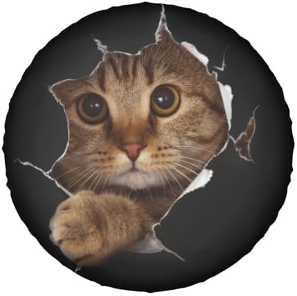 Spare Tire Covers for Trailers, Funny Cute Cat in Hole Wheel Protectors - Image 7