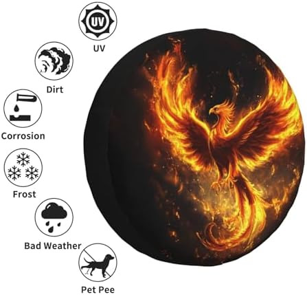 KiuLoam Fire Phoenix Spare Tire Cover Polyester Universal Sunscreen Waterproof - Image 6