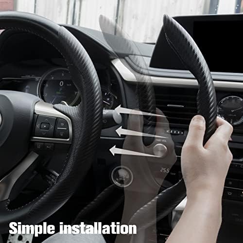 Amiss 2pcs Carbon Fiber Anti-Skid Steering Wheel Cover, Waterproof & Segmented - Image 4