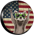 Spare Tire Covers for Trailers, Funny Raccoon Rock Flag USA Wheel Protectors by FalePrint