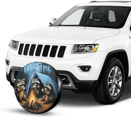 Raccoons Campfire Universal Spare Tire Cover, 15 Inch, Cute Waterproof - Image 7