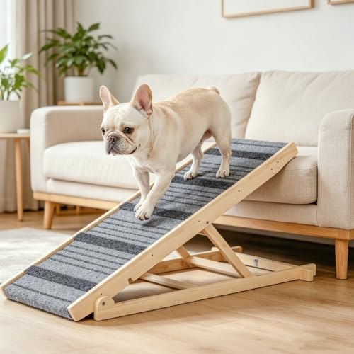 Dog Ramp for Bed, 7 Adjustable Height Large Pet Ramp, Support Up to 150lbs - Image 2