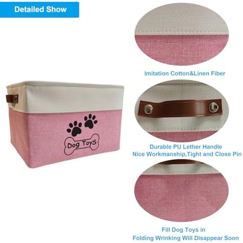 Large Dog Toy Basket Foldable Dog Toy Box Dog Toy Bin - Image 3