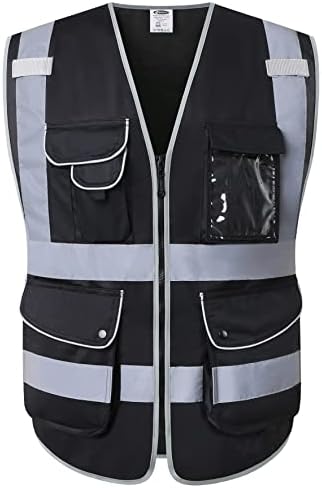 JKSafety Safety Vest for Men Women Reflective Hi Vis JK150 Black 3XL by JKSafety