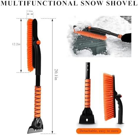 26.4 Inch Car Snow Scraper and Brush, Detachable Winter Snow Removal Tool - Image 2