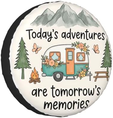 Retro Camper Spare Tire Cover SUV Trailer Truck RV 14 Inch by FATTTYCY