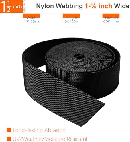 1-1/2" Straps and Buckles Set: 6 yard Nylon Webbing 1.5 inch Wide, 4 pack Side - Image 3