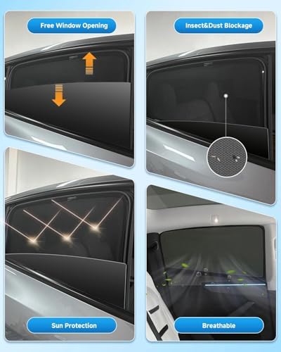 Car Window Shade for Ford Explorer 2020-Now, 4 Pack Magnetic Mesh Sun Shades - Image 6