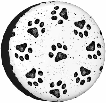 Dog Paw Prints Texture Spare Tire Cover Composed Black and White Wheel Covers by NOMEDOGYIM