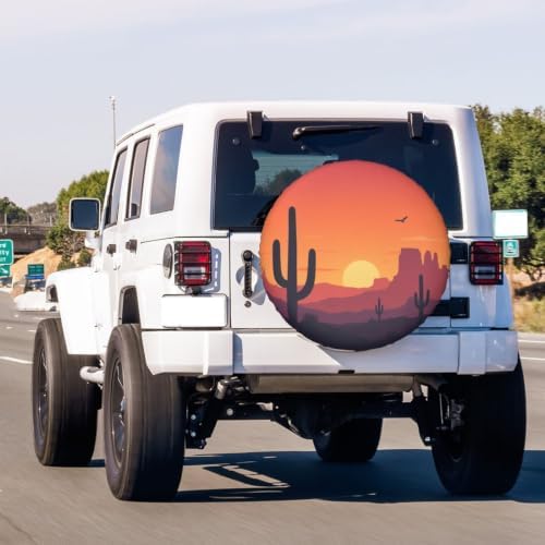 Desert Sunset Cactus Spare Tire Cover Dust-Proof Wheel Tire Cover Fit Trailer - Image 3