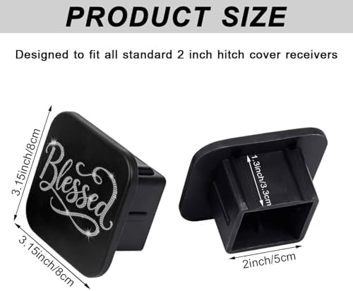 2 Inch Sparkly Bling Blessed Trailer Hitch Cover Rubber Receiver Tube Plug Cap - Image 2