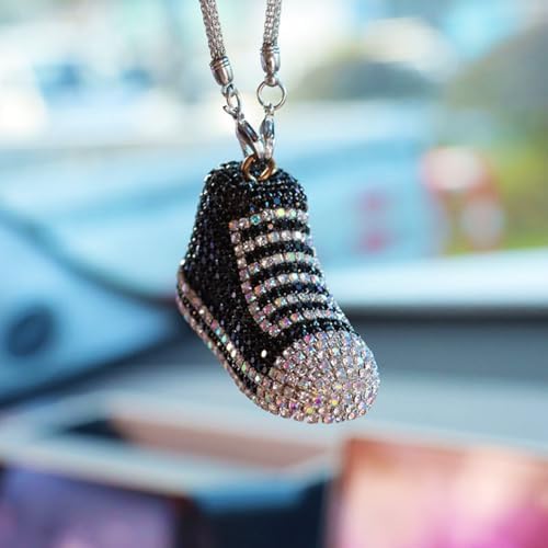 Bling Sneaker Shoe Sparkly Car Hanging Ornament, Cute Crystal Rear View Mirror - Image 5