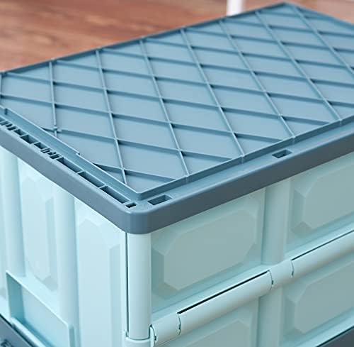 Blue Folding Plastic Stackable Utility Crates 2-Pack, Collapsible Storage Bins - Image 5