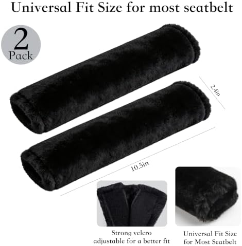 Amooca 2-Pack Soft Furry Universal Seatbelt Cover Car Shoulder Pad - Image 4