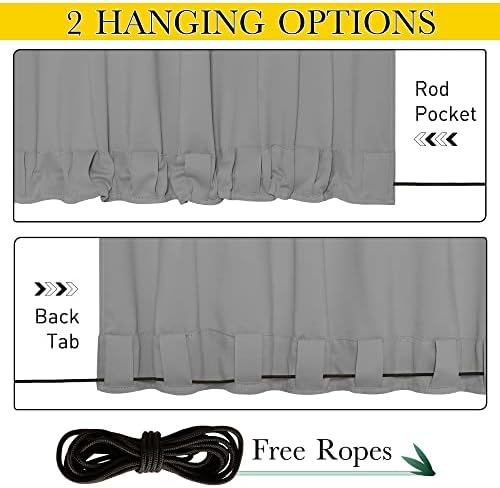NICETOWN 2 Panels Outdoor Curtains Waterproof W52xL108 Silver Grey - Image 3