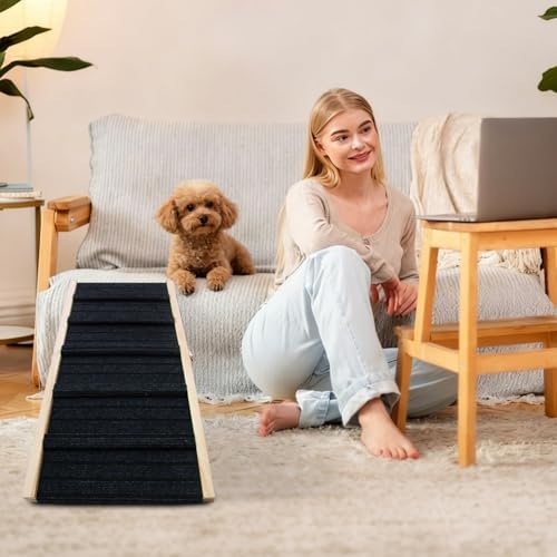 32.2x12.2Inch Dog Pet Ramp for Bed 5 Adjustable Height Dogs Stairs for Small Dog - Image 5