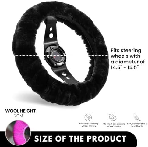 Andalus Brands Luxury Fluffy Car Steering Wheel Covers – Genuine Merino - Image 4