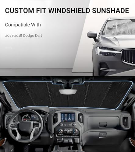 Pigenius Windshield Sun Shade for Dodge Dart 2013-2016 Front Window Sunshade - Image 2