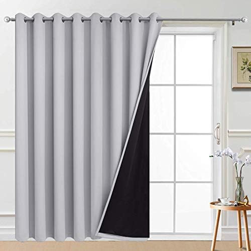 Yakamok Light Grey Blackout Patio Door Curtain Panels W100 x L84, 1 Panel by Yakamok