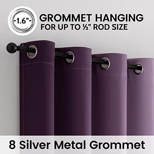 SimpleHome 100% Blackout Ombre Bedroom Curtains Purple and Greyish White 84 - Image 4