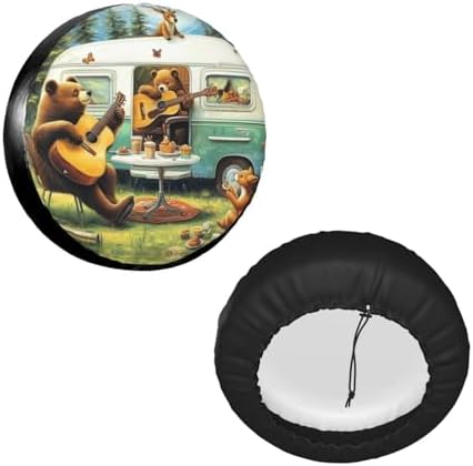 Forest Bear Playing Music Universal Spare Tire Cover, 16 Inch, Cute Waterproof - Image 2