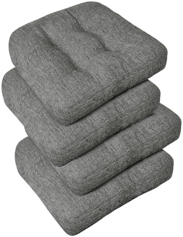 downluxe Chair Cushions for Dining Chairs 4 Pack, Tufted Indoor Chair Pads by Downluxe