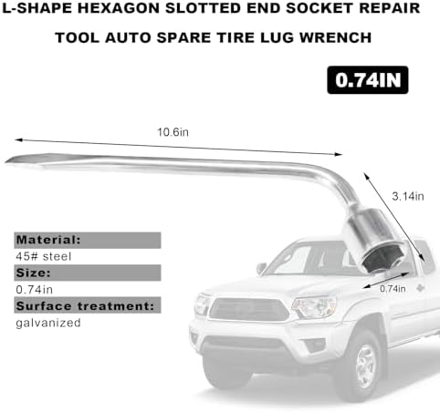 Car Spare Tire Wrench, 19mm L Type Slotted End Socket Repair Tool - Image 2