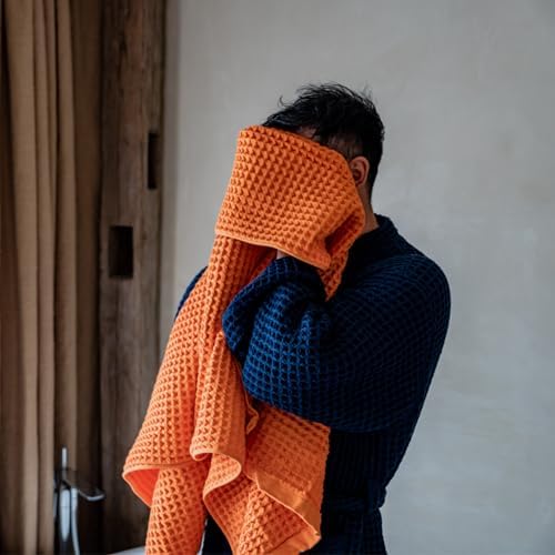 Luxury Organic Japanese Cotton Waffle Bath Towel | Thick, Quick Dry Bathroom - Image 2