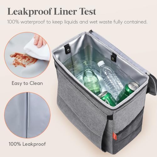 Lifewit Car Trash Can with Lid, Garbage Bag Hanging, Trash Bin, 3 Gallon - Image 6