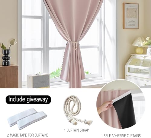AJAZZ 100% Blackout Stick Curtain Portable Black Out Curtains Adhesive Curtains - Image 4