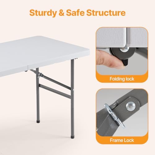 NEWBULIG 4 FT Foldable Table Easy to Fold and Store, Folding Picnic Table - Image 6