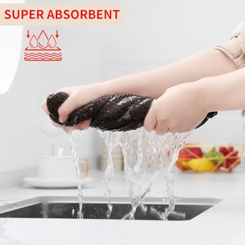 Homaxy 100% Cotton Waffle Weave Kitchen Dish Towels 12-Pack, Dark Brown - Image 3