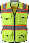 JKSafety Hi-Vis Unisex Surveyor Safety Vest Heavy Duty PPE Inner Pockets by JKSafety