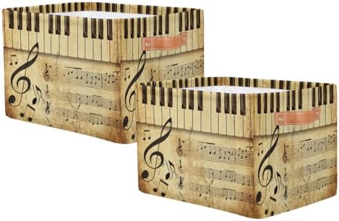 AUUXVA Vintage Storage Baskets Music Note Storage Bins Piano Key Storage Cube - Image 2